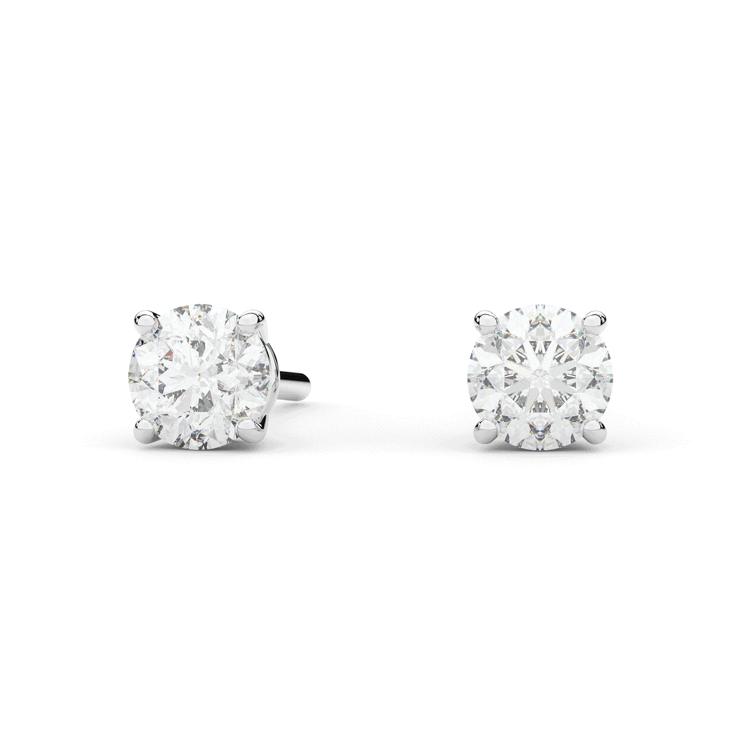 1CT.TW ROUND LAB DIAMOND STUD EARRINGS - Nazarelle