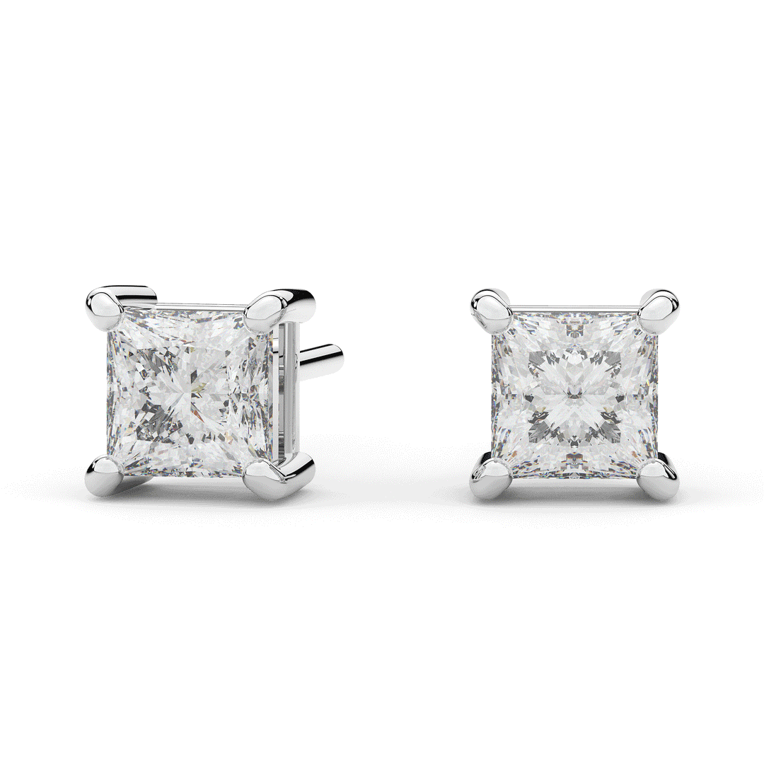 2.0CT.TW PRINCESS CERTIFIED LAB DIAMOND STUD EARRINGS - Nazarelle