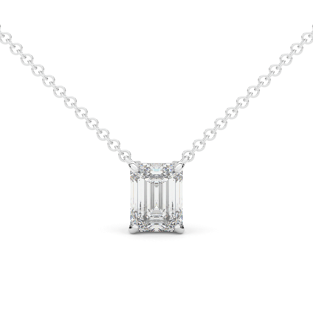 2.00CT EMERALD CUT CERTIFIED LAB DIAMOND SOLITAIRE PENDANT