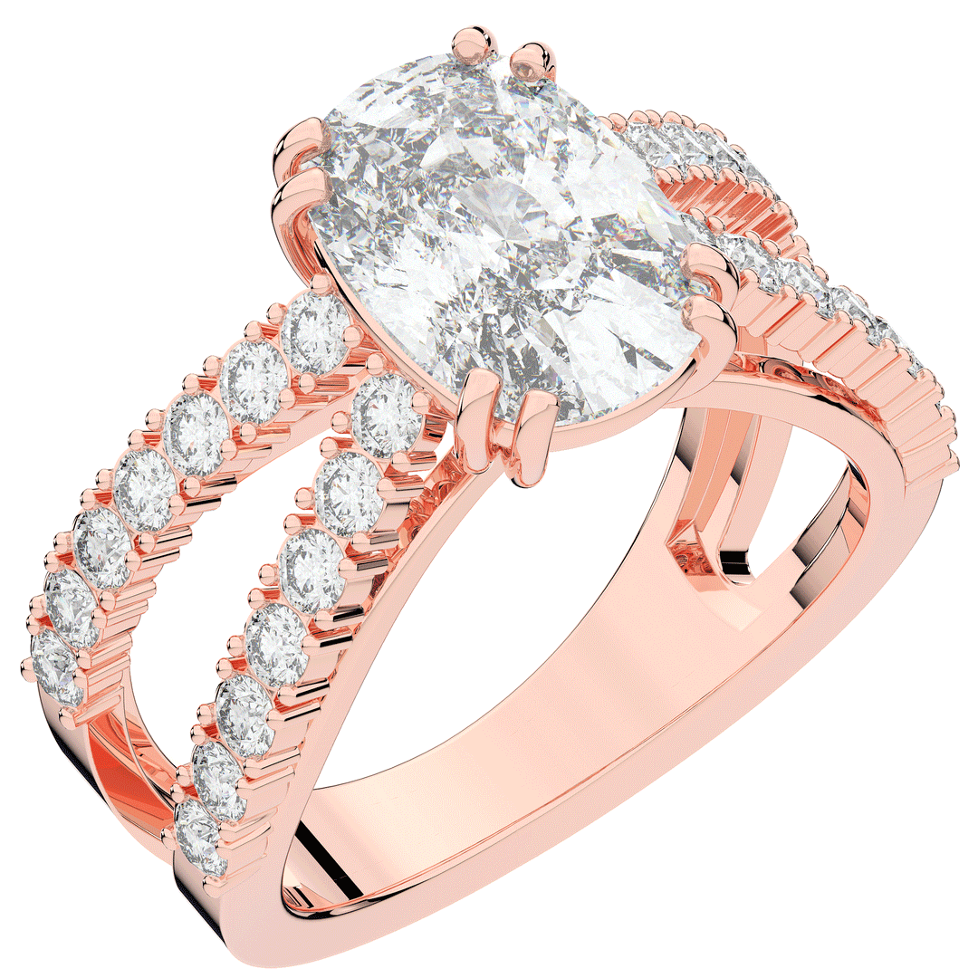 3.75CT.TW CUSHION LAB DIAMOND SPLIT BAND ENGAGEMENT RING