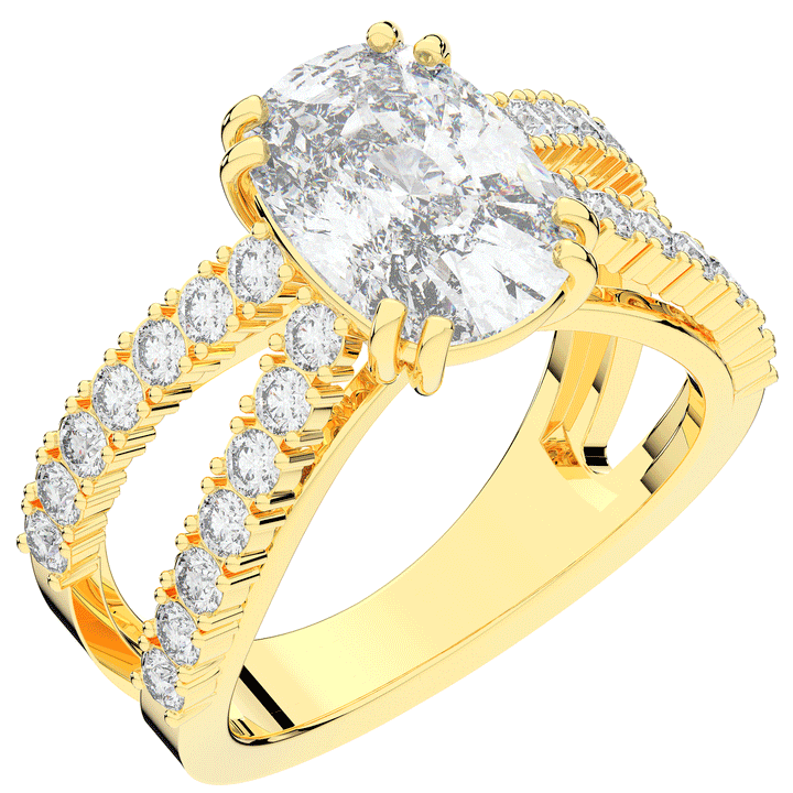 3.75CT.TW CUSHION LAB DIAMOND SPLIT BAND ENGAGEMENT RING