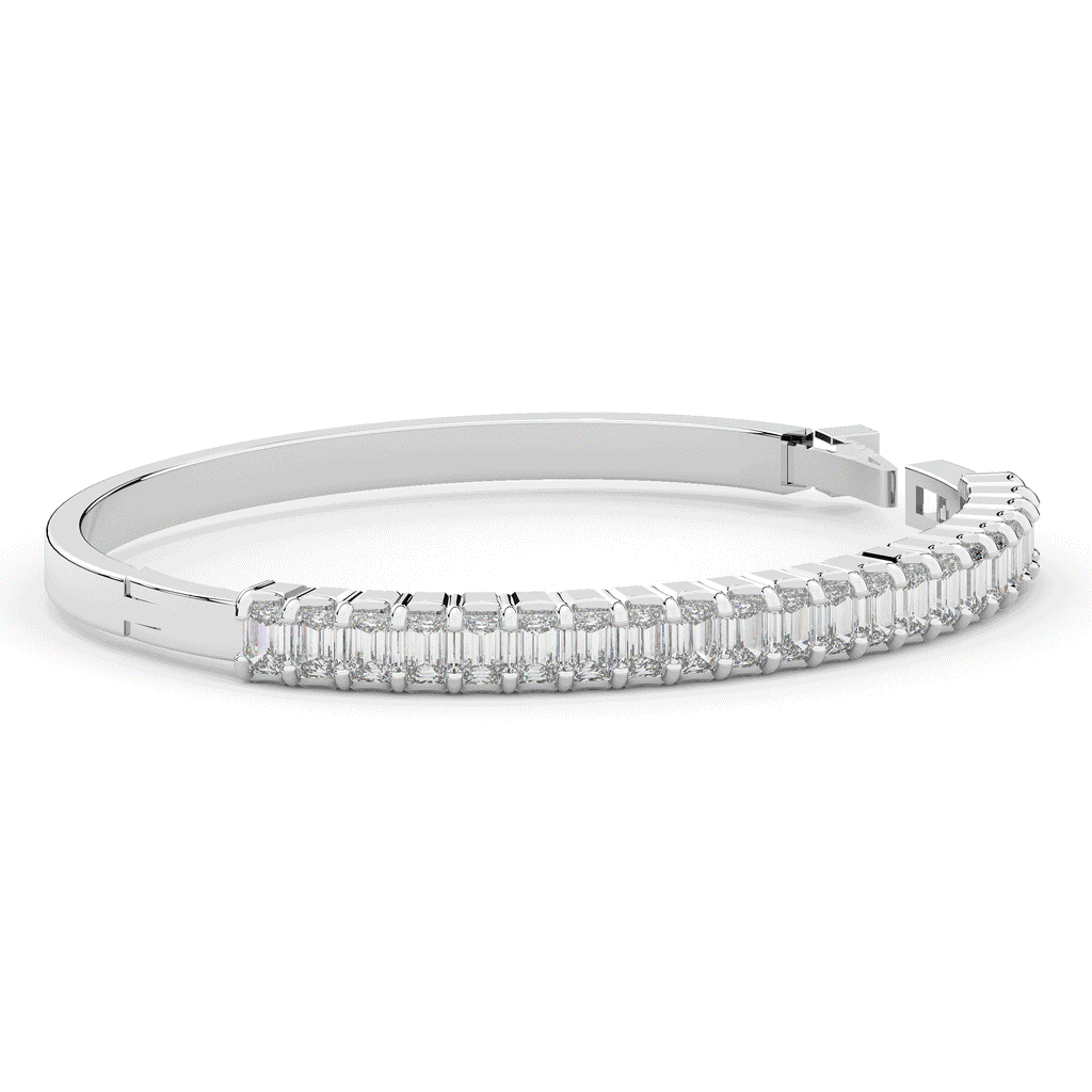 6.50CT.TW EMERALD CUT LAB DIAMOND BANGLE