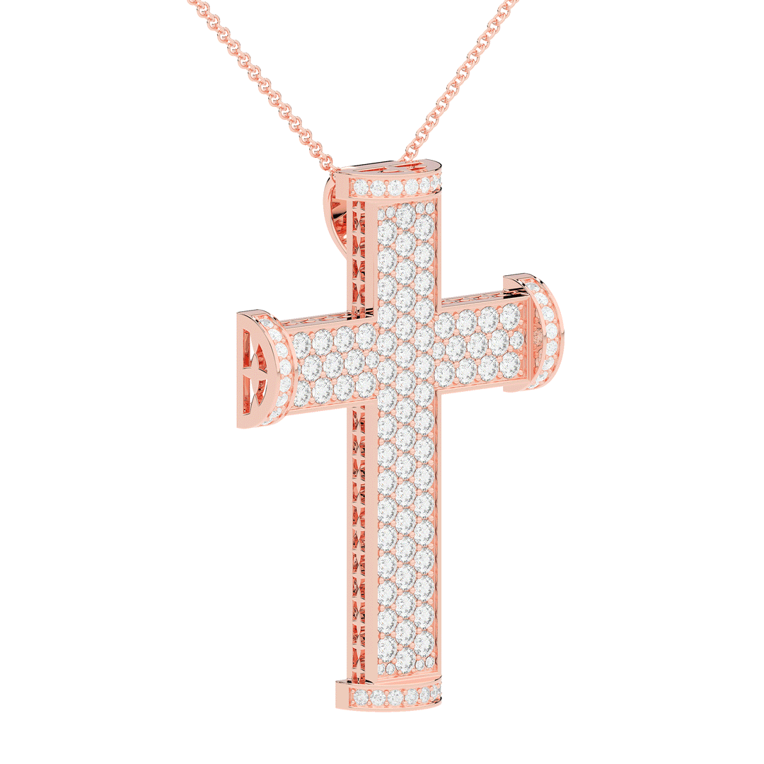 4.50CT.TW ROUND LAB DIAMOND CROSS PENDANT