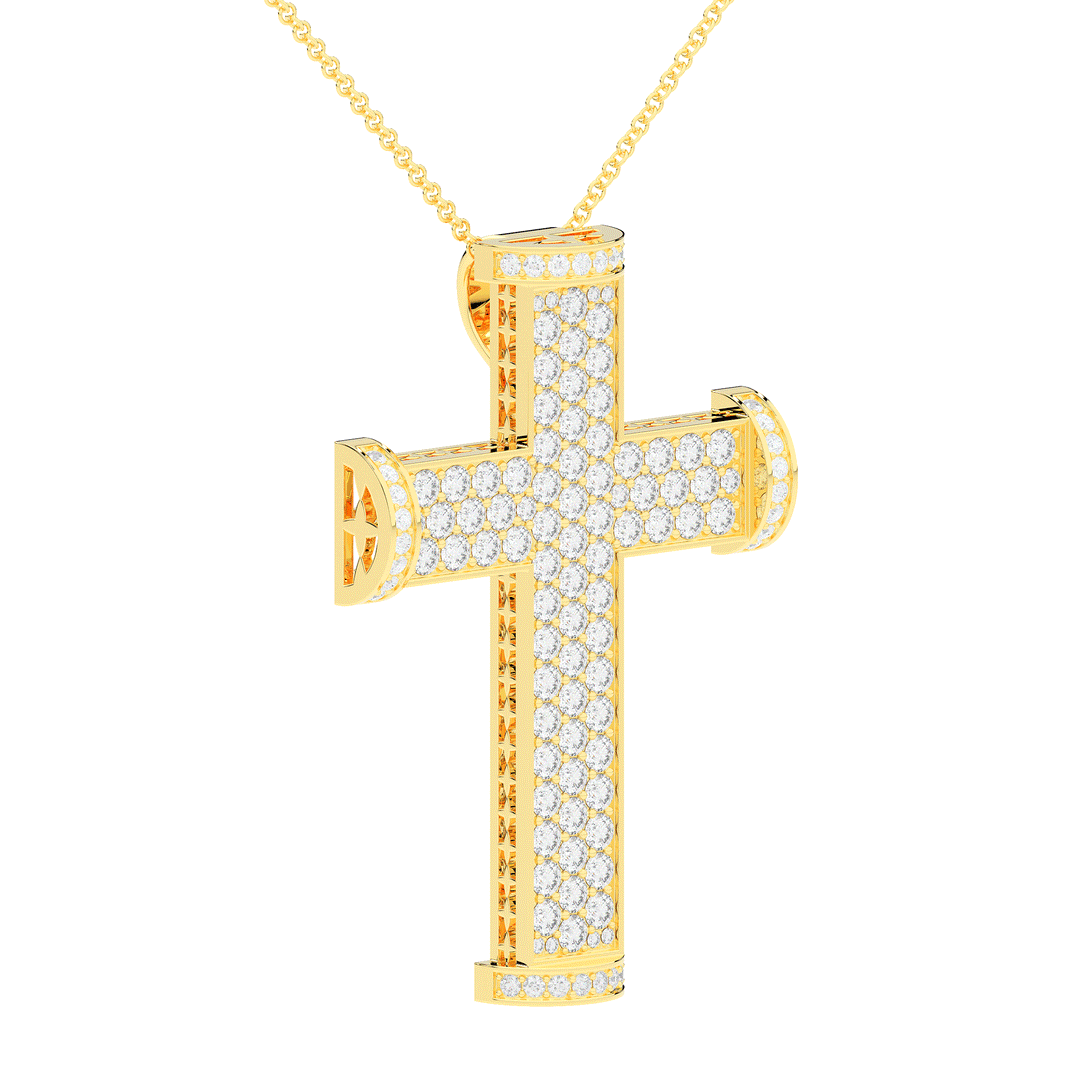 4.50CT.TW ROUND LAB DIAMOND CROSS PENDANT