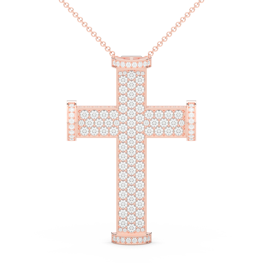 4.50CT.TW ROUND LAB DIAMOND CROSS PENDANT