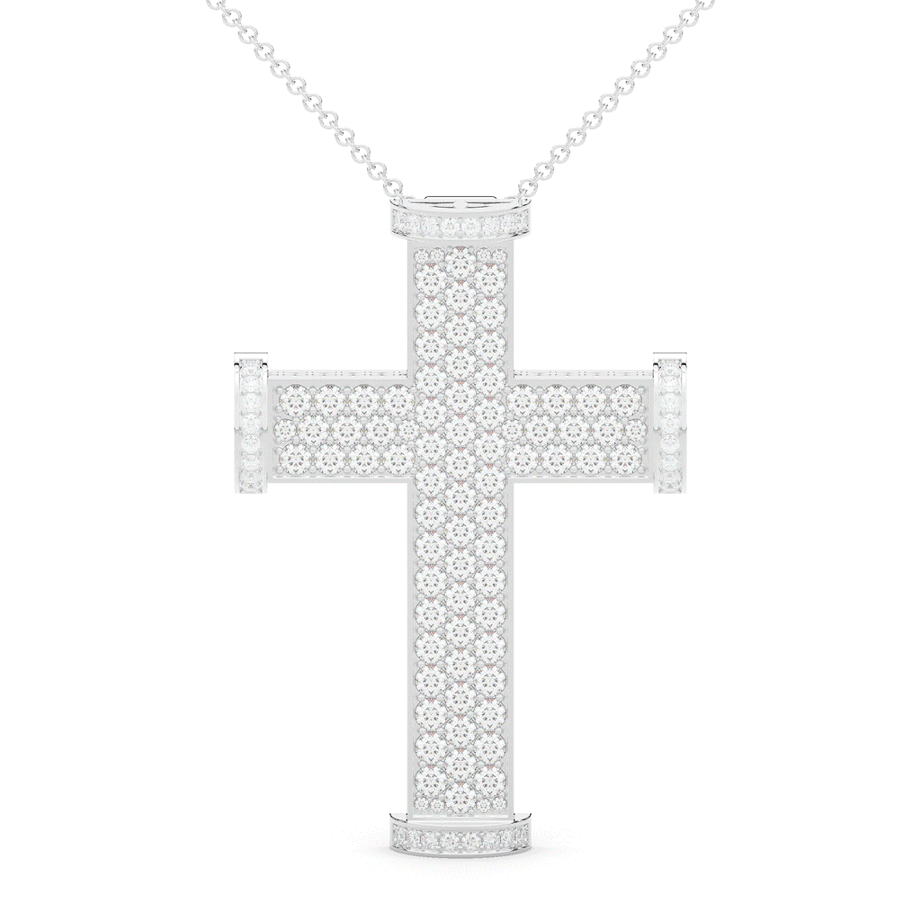 4.50CT.TW ROUND LAB DIAMOND CROSS PENDANT