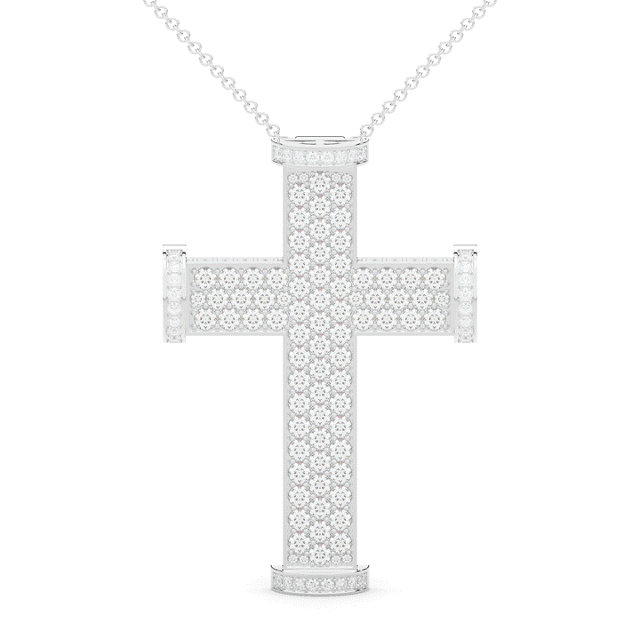 4.50CT.TW ROUND LAB DIAMOND CROSS PENDANT