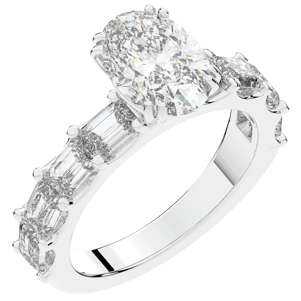 3.75CT.TW OVAL LAB DIAMOND SOLITAIRE ENGAGEMENT RING