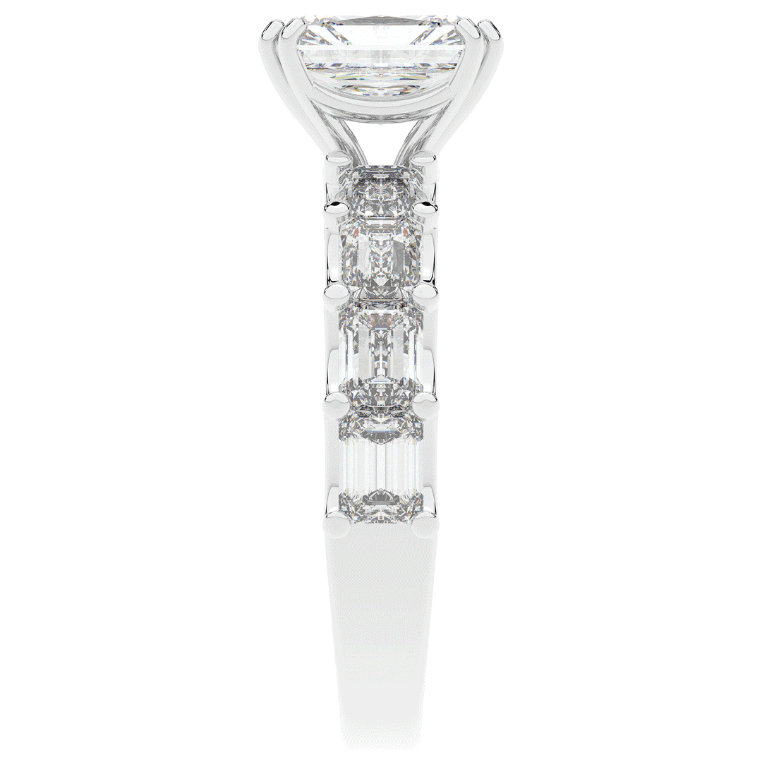 3.75CT.TW RADIANT LAB DIAMOND SOLITAIRE ENGAGEMENT RING