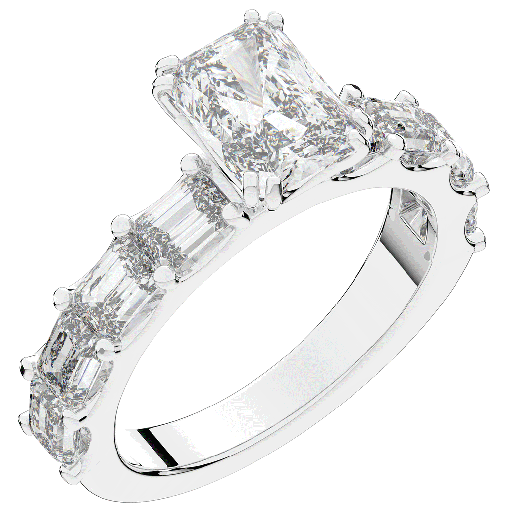 3.75CT.TW RADIANT LAB DIAMOND SOLITAIRE ENGAGEMENT RING