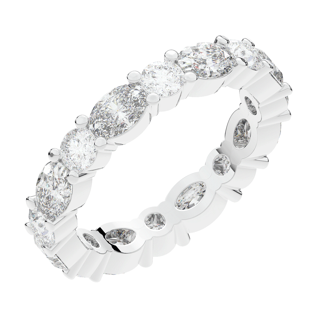 2.80CT.TW OVAL AND ROUND LAB DIAMOND ETERNITY WEDDING BAND - Nazarelle