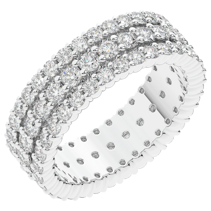 2.30CT.TW 3 ROW ROUND LAB DIAMOND ETERNITY WEDDING BAND