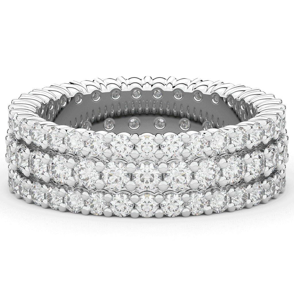 2.30CT.TW 3 ROW ROUND LAB DIAMOND ETERNITY WEDDING BAND