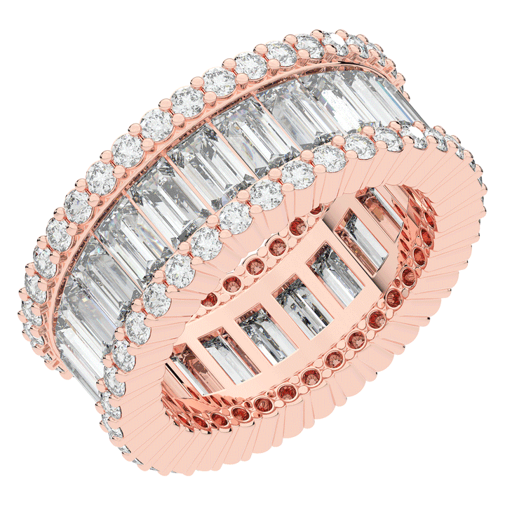 7.25CT.TW BAGUETTE AND ROUND LAB DIAMOND ETERNITY WEDDING BAND - Nazarelle