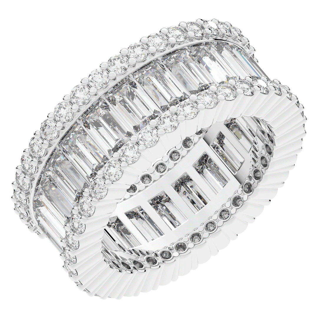 7.25CT.TW BAGUETTE AND ROUND LAB DIAMOND ETERNITY WEDDING BAND - Nazarelle