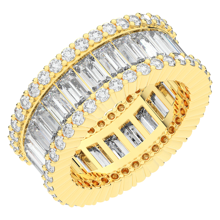 7.25CT.TW BAGUETTE AND ROUND LAB DIAMOND ETERNITY WEDDING BAND - Nazarelle