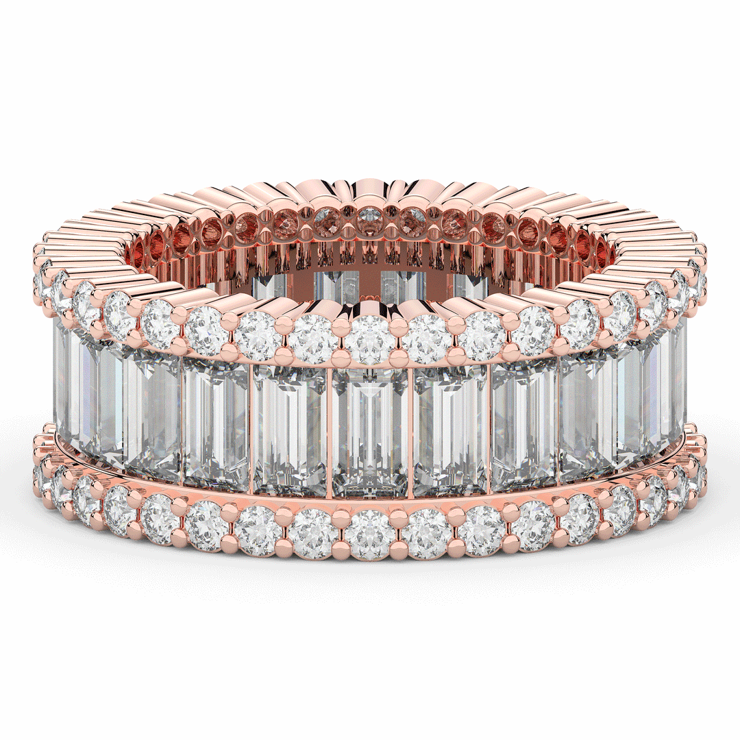 7.25CT.TW BAGUETTE AND ROUND LAB DIAMOND ETERNITY WEDDING BAND - Nazarelle