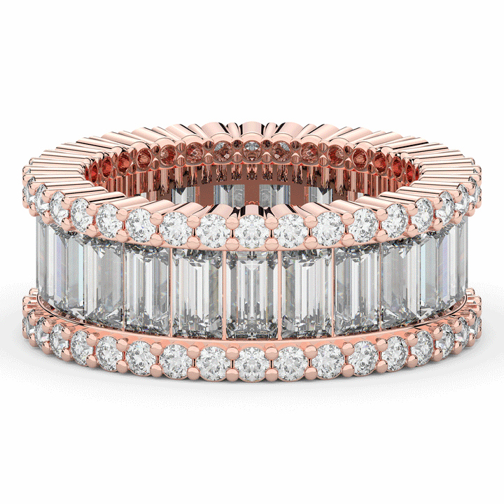 7.25CT.TW BAGUETTE AND ROUND LAB DIAMOND ETERNITY WEDDING BAND - Nazarelle