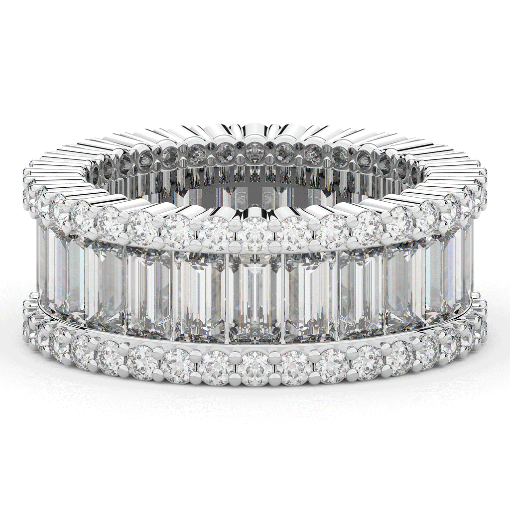 7.25CT.TW BAGUETTE AND ROUND LAB DIAMOND ETERNITY WEDDING BAND - Nazarelle