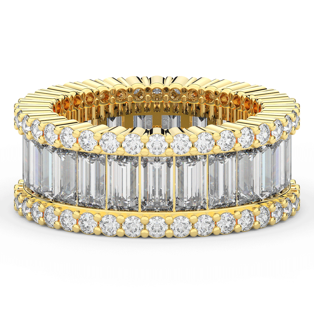 7.25CT.TW BAGUETTE AND ROUND LAB DIAMOND ETERNITY WEDDING BAND - Nazarelle