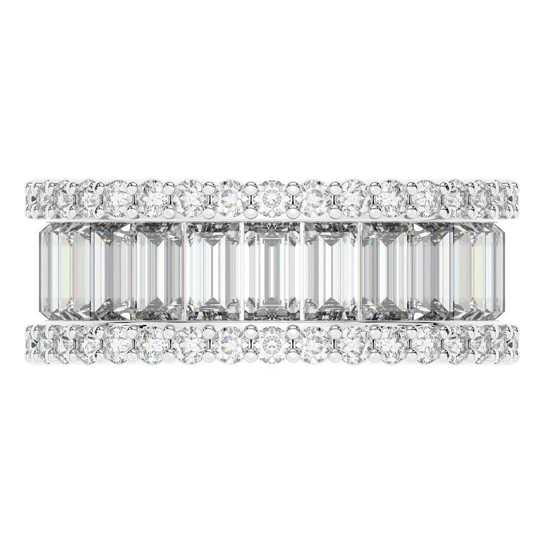 7.25CT.TW BAGUETTE AND ROUND LAB DIAMOND ETERNITY WEDDING BAND - Nazarelle