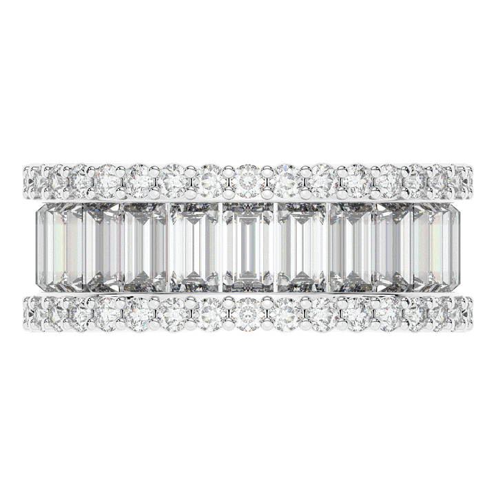 7.25CT.TW BAGUETTE AND ROUND LAB DIAMOND ETERNITY WEDDING BAND - Nazarelle