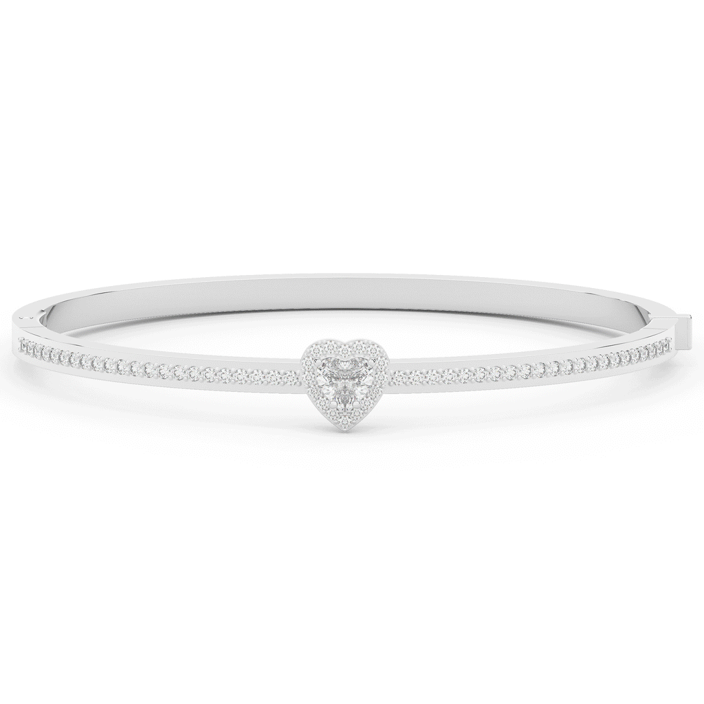 1.65CT.TW HEART AND ROUND LAB DIAMOND  BANGLE