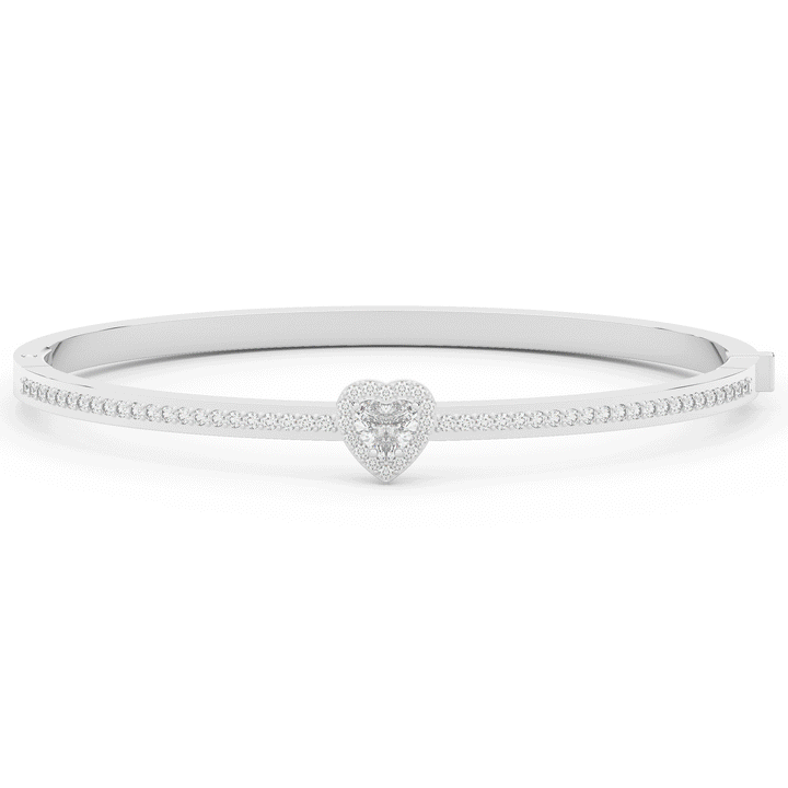 1.65CT.TW HEART AND ROUND LAB DIAMOND  BANGLE