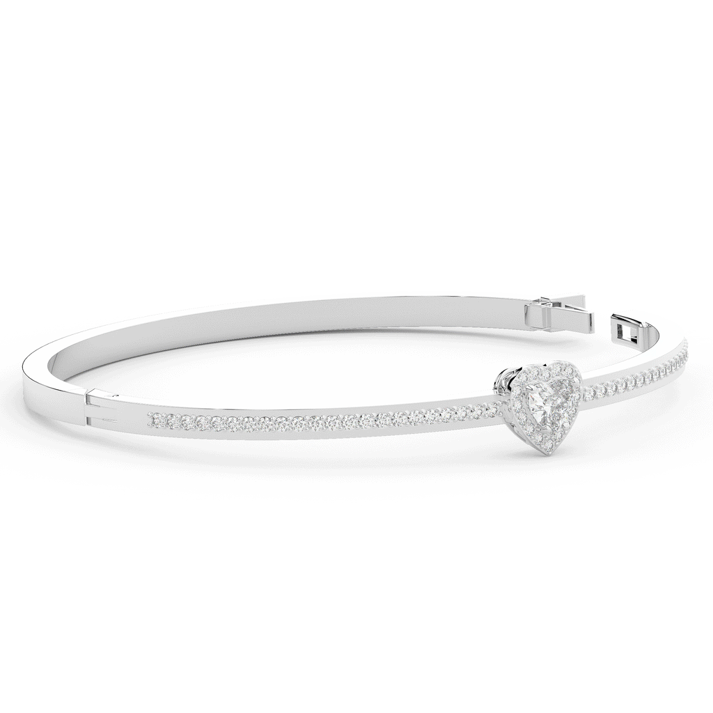 1.65CT.TW HEART AND ROUND LAB DIAMOND  BANGLE