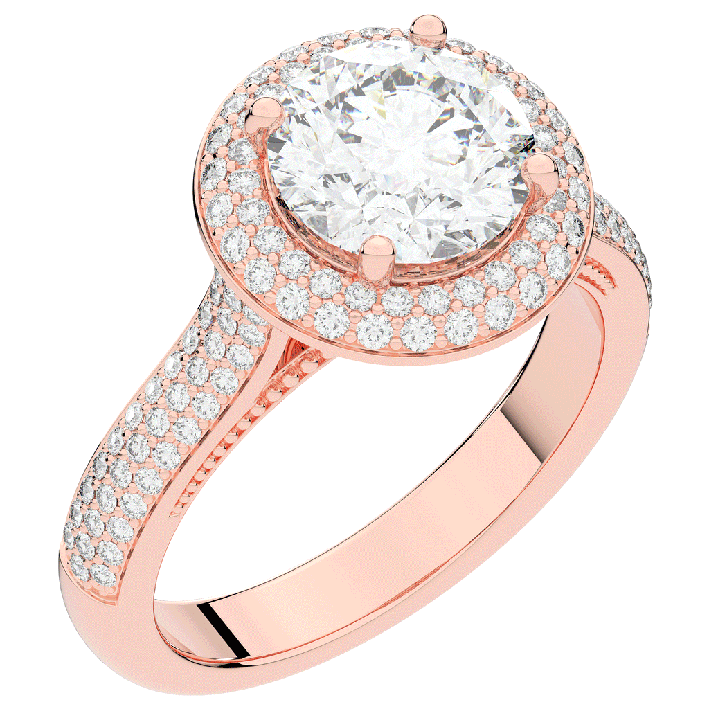 2.45CT.TW ROUND LAB DIAMOND HALO ENGAGEMENT RING