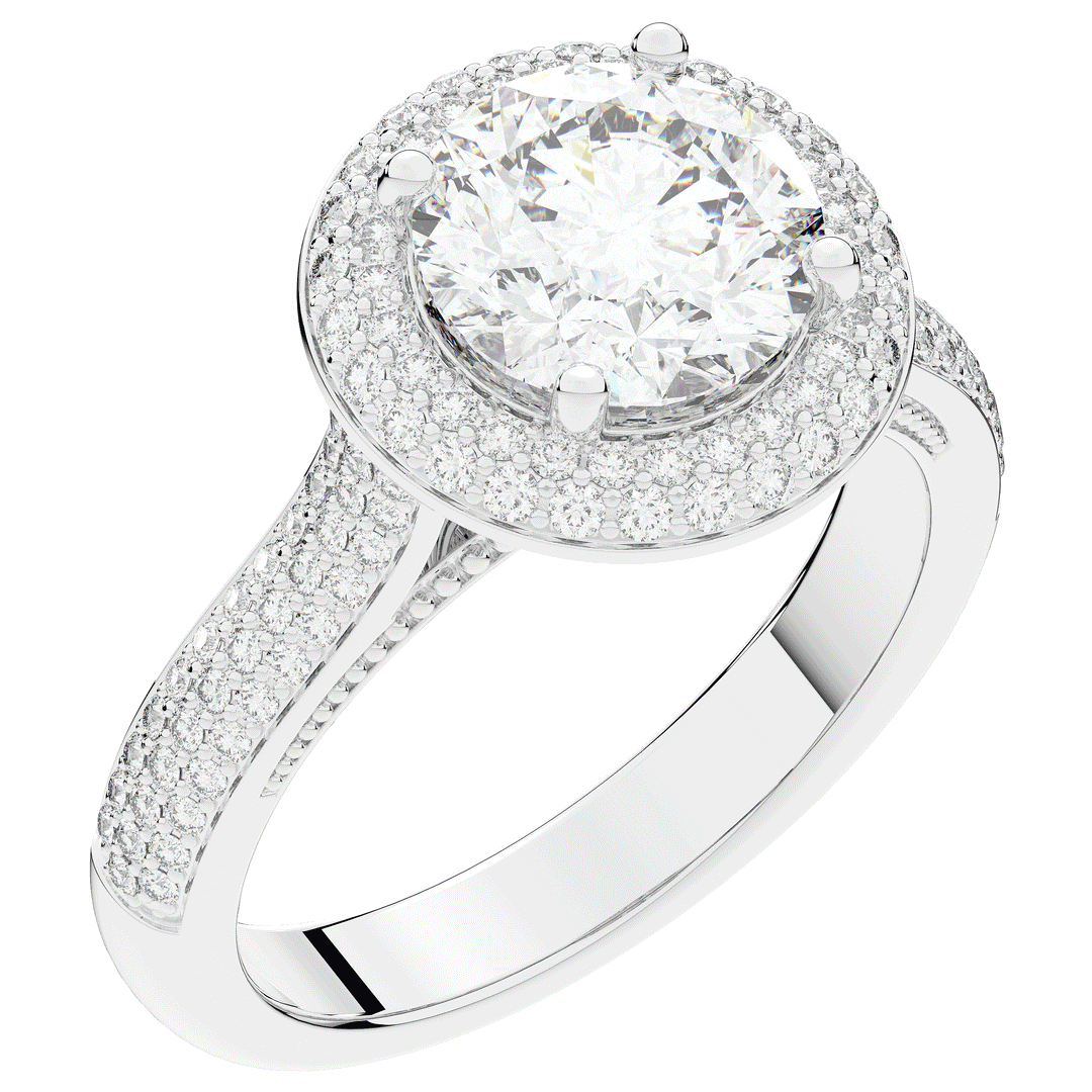 2.45CT.TW ROUND LAB DIAMOND HALO ENGAGEMENT RING