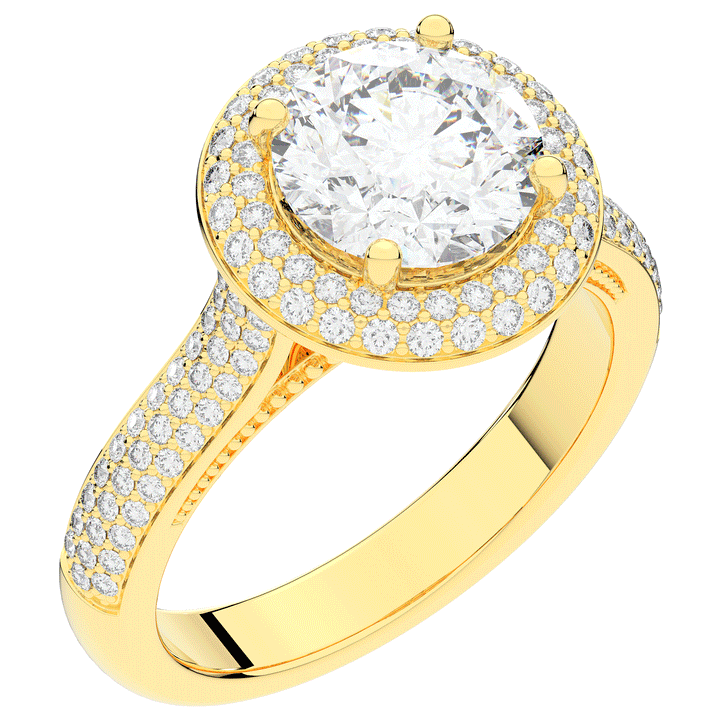 2.45CT.TW ROUND LAB DIAMOND HALO ENGAGEMENT RING