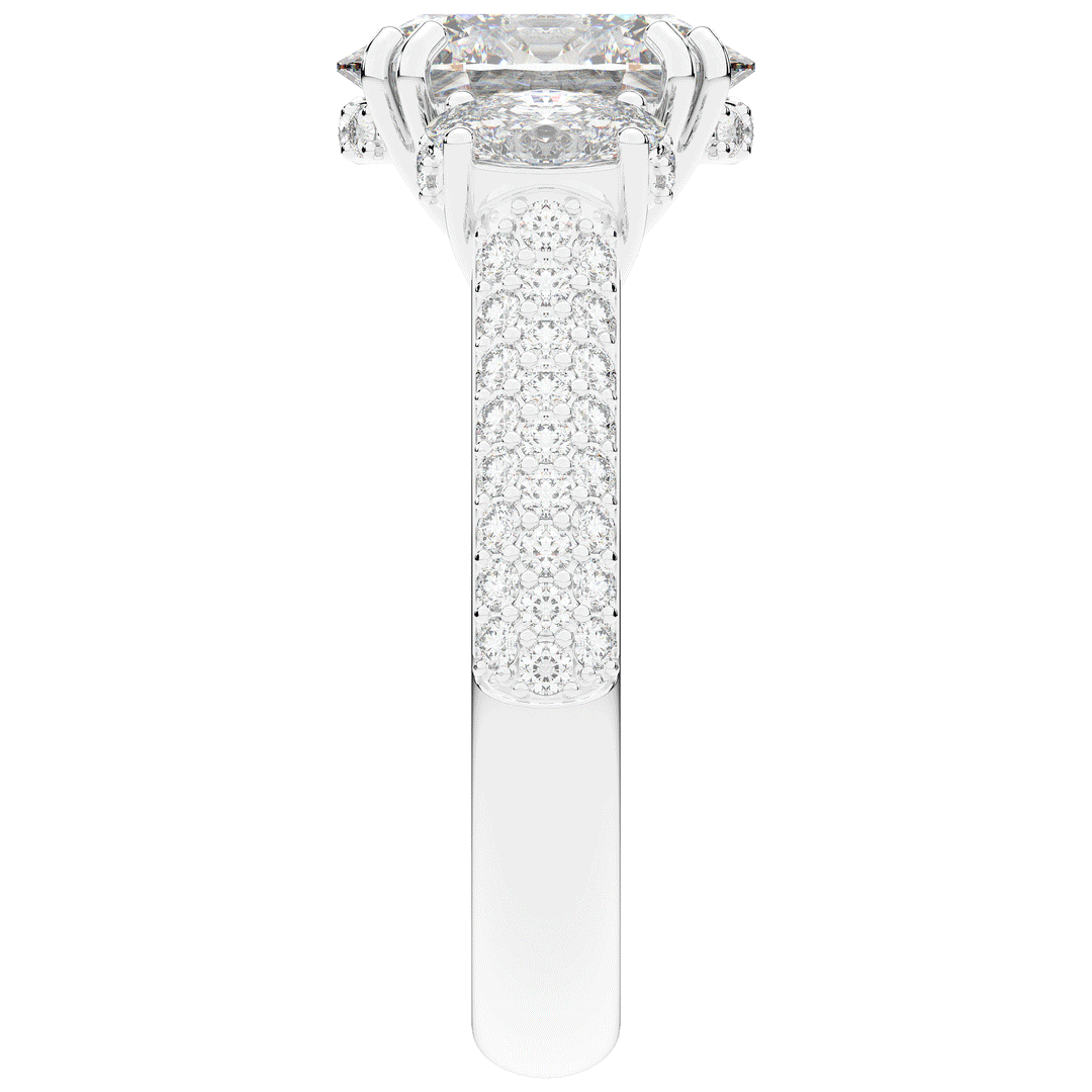 3.70CT.TW OVAL LAB DIAMOND 3 STONE ENGAGEMENT RING