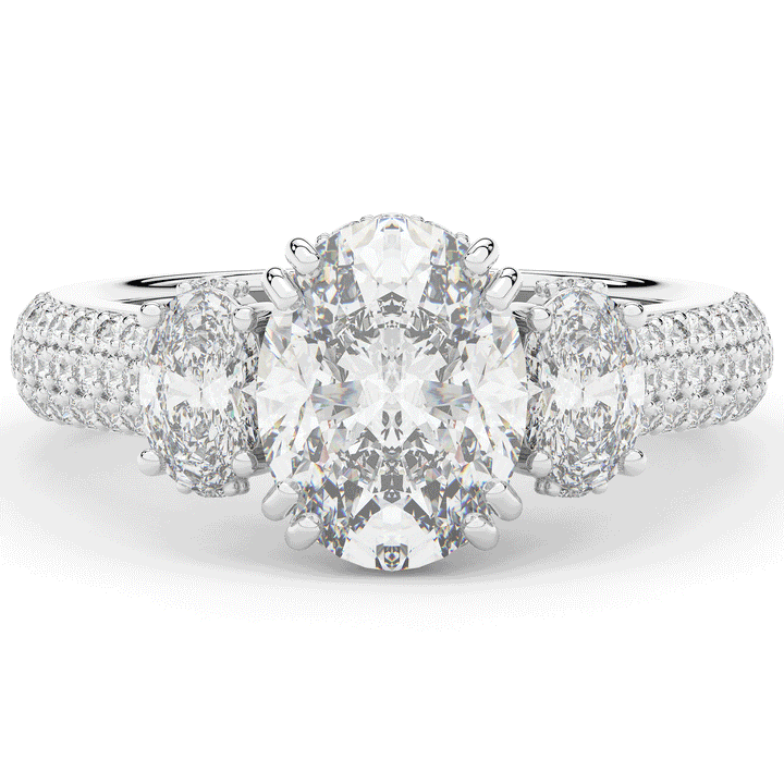 3.70CT.TW OVAL LAB DIAMOND 3 STONE ENGAGEMENT RING