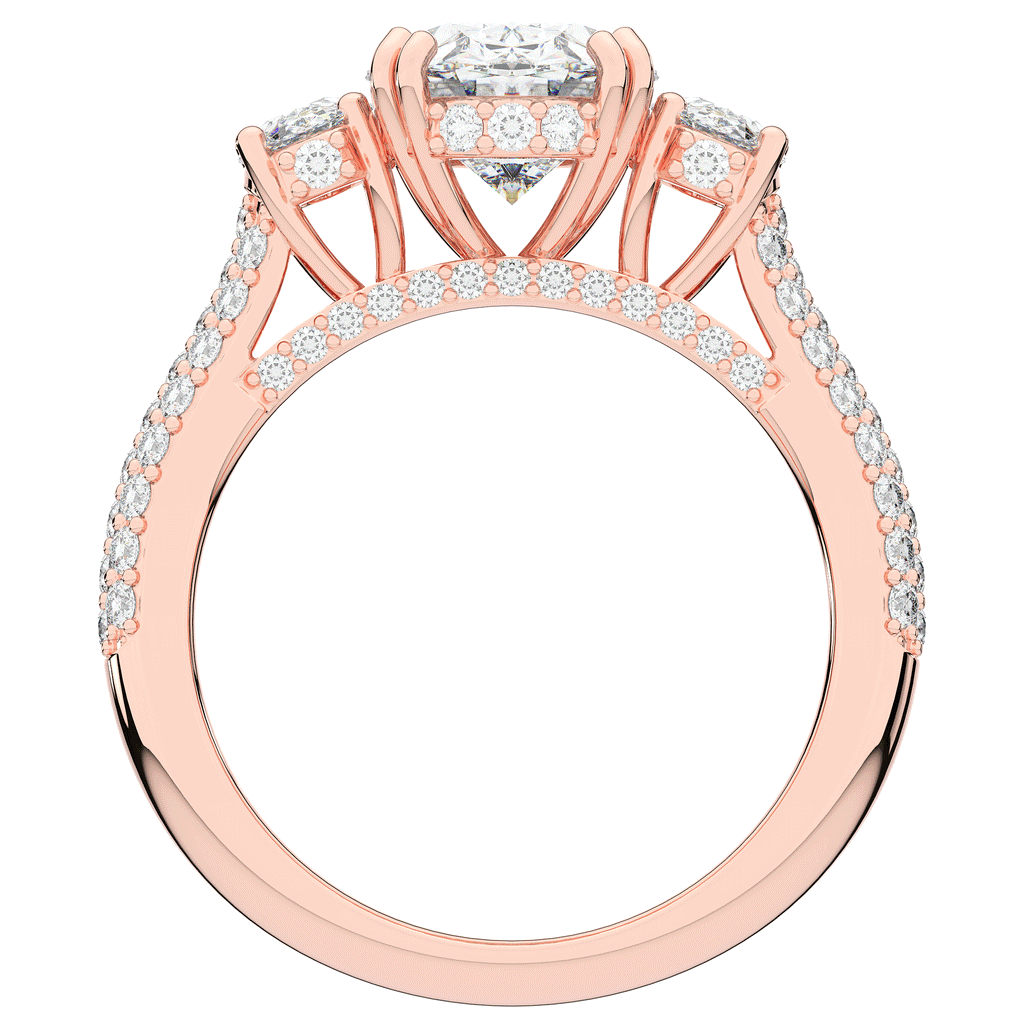 3.70CT.TW OVAL LAB DIAMOND 3 STONE ENGAGEMENT RING