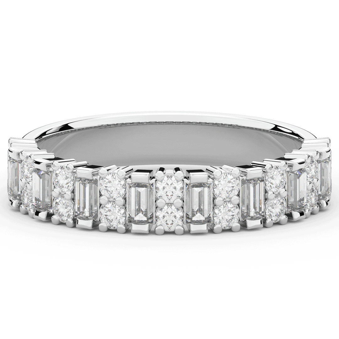 0.75CT.TW BAGUETTE AND ROUND LAB DIAMOND ETERNITY WEDDING BAND