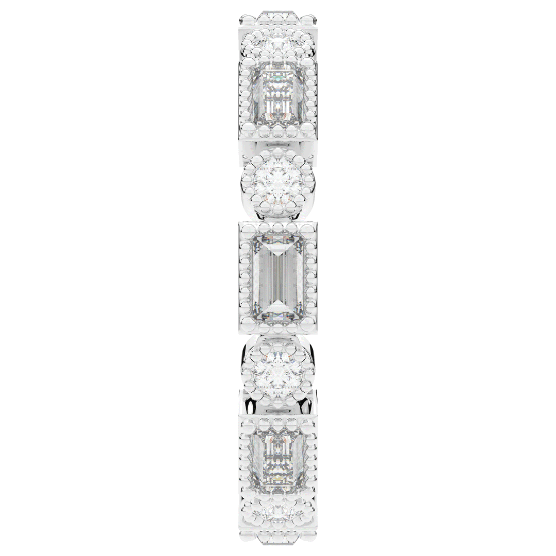 0.90CT.TW BAGUETTE AND ROUND LAB DIAMOND ETERNITY WEDDING BAND