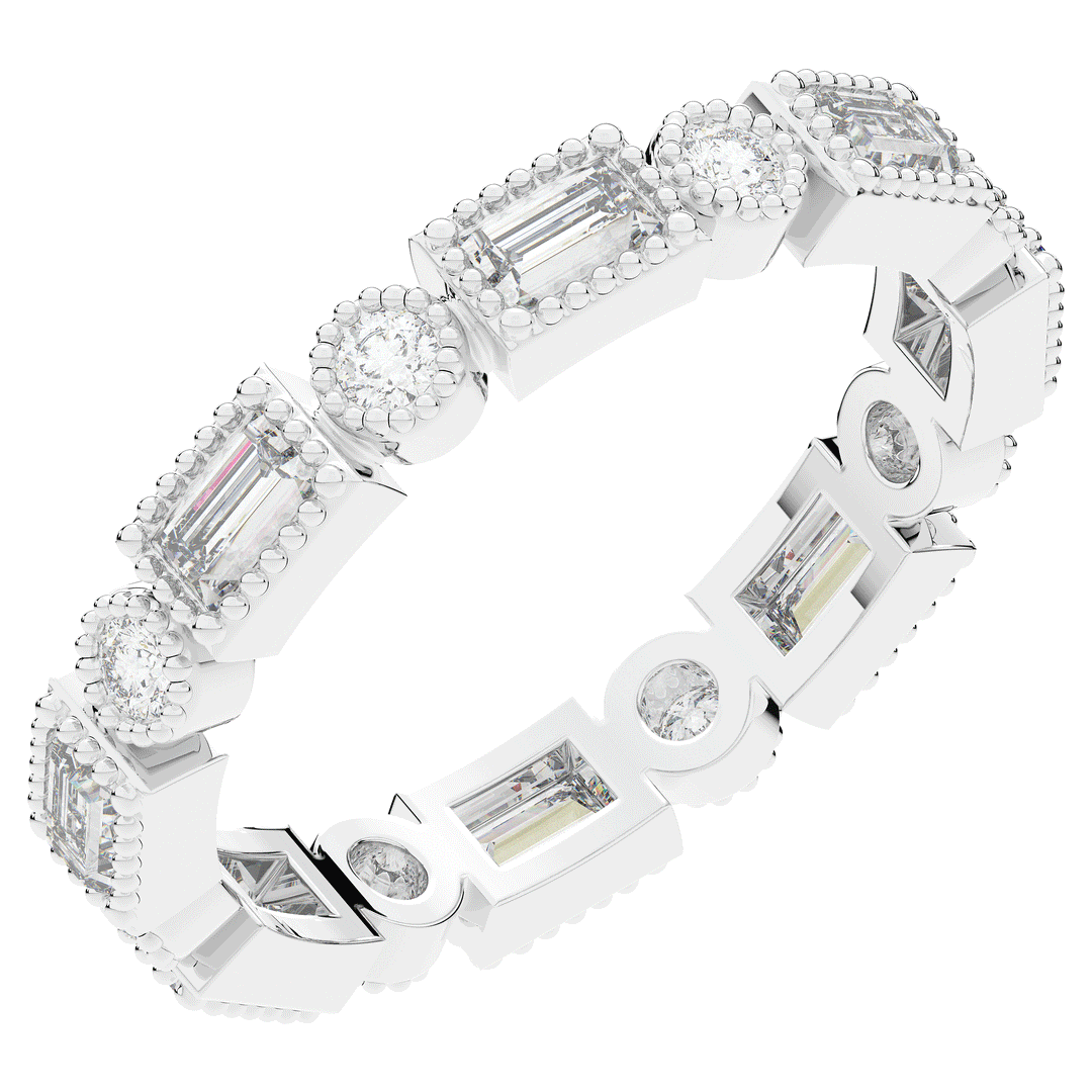 0.90CT.TW BAGUETTE AND ROUND LAB DIAMOND ETERNITY WEDDING BAND