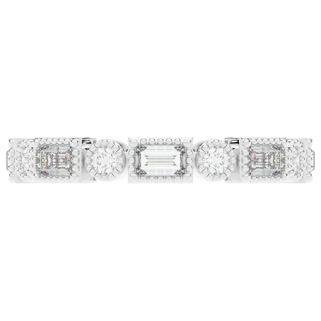 0.90CT.TW BAGUETTE AND ROUND LAB DIAMOND ETERNITY WEDDING BAND