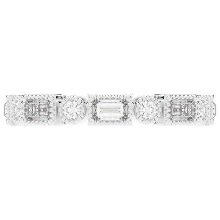 0.90CT.TW BAGUETTE AND ROUND LAB DIAMOND ETERNITY WEDDING BAND