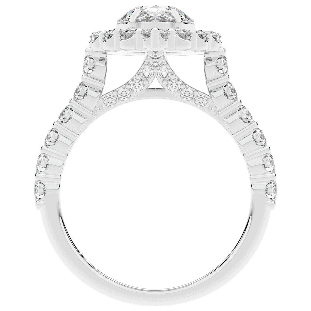 3.10CT.TW PEAR LAB DIAMOND HALO ENGAGEMENT RING