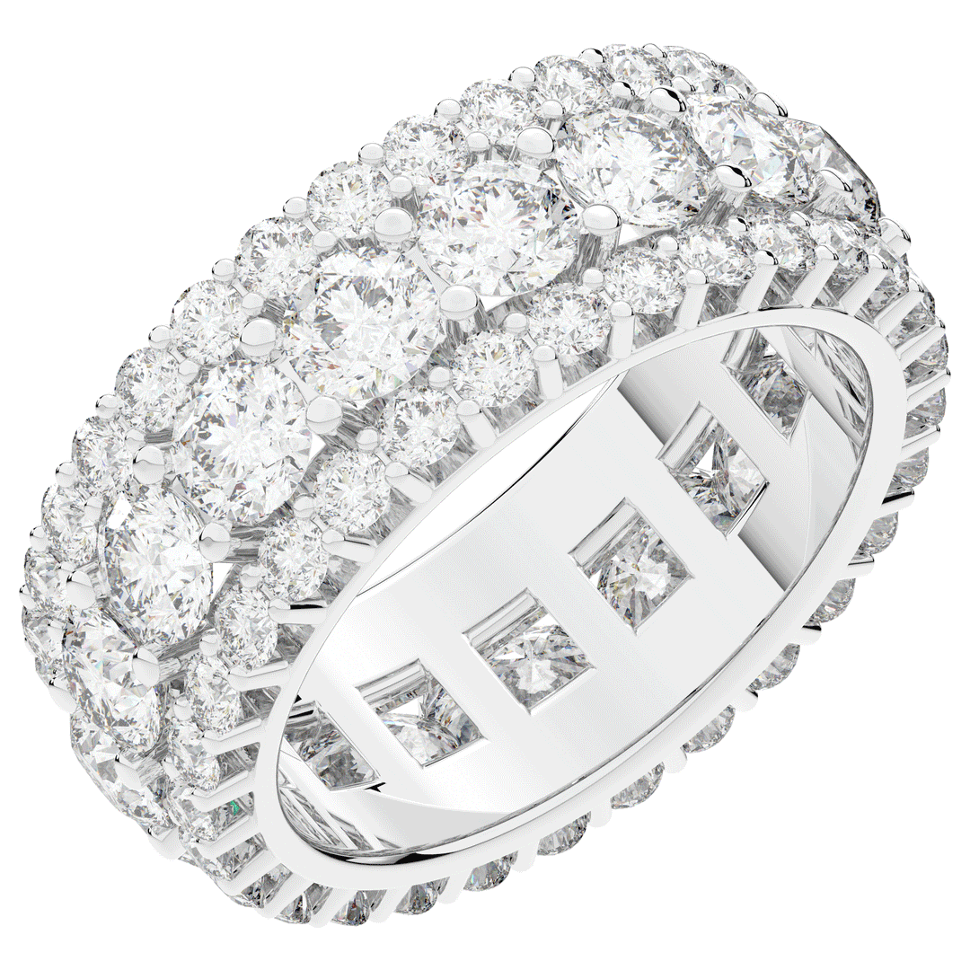 5.25CT.TW THREE ROW ROUND LAB DIAMOND ETERNITY WEDDING BAND