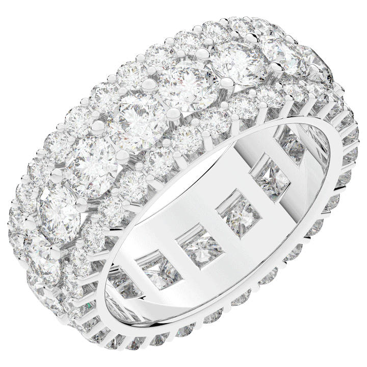 5.25CT.TW THREE ROW ROUND LAB DIAMOND ETERNITY WEDDING BAND