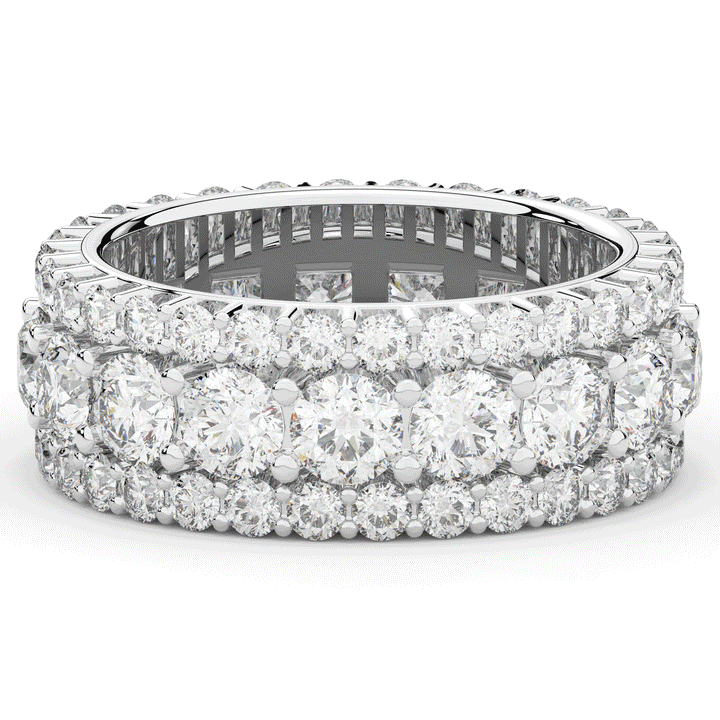 5.25CT.TW THREE ROW ROUND LAB DIAMOND ETERNITY WEDDING BAND