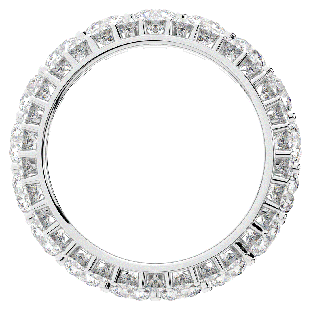 5.25CT.TW THREE ROW ROUND LAB DIAMOND ETERNITY WEDDING BAND