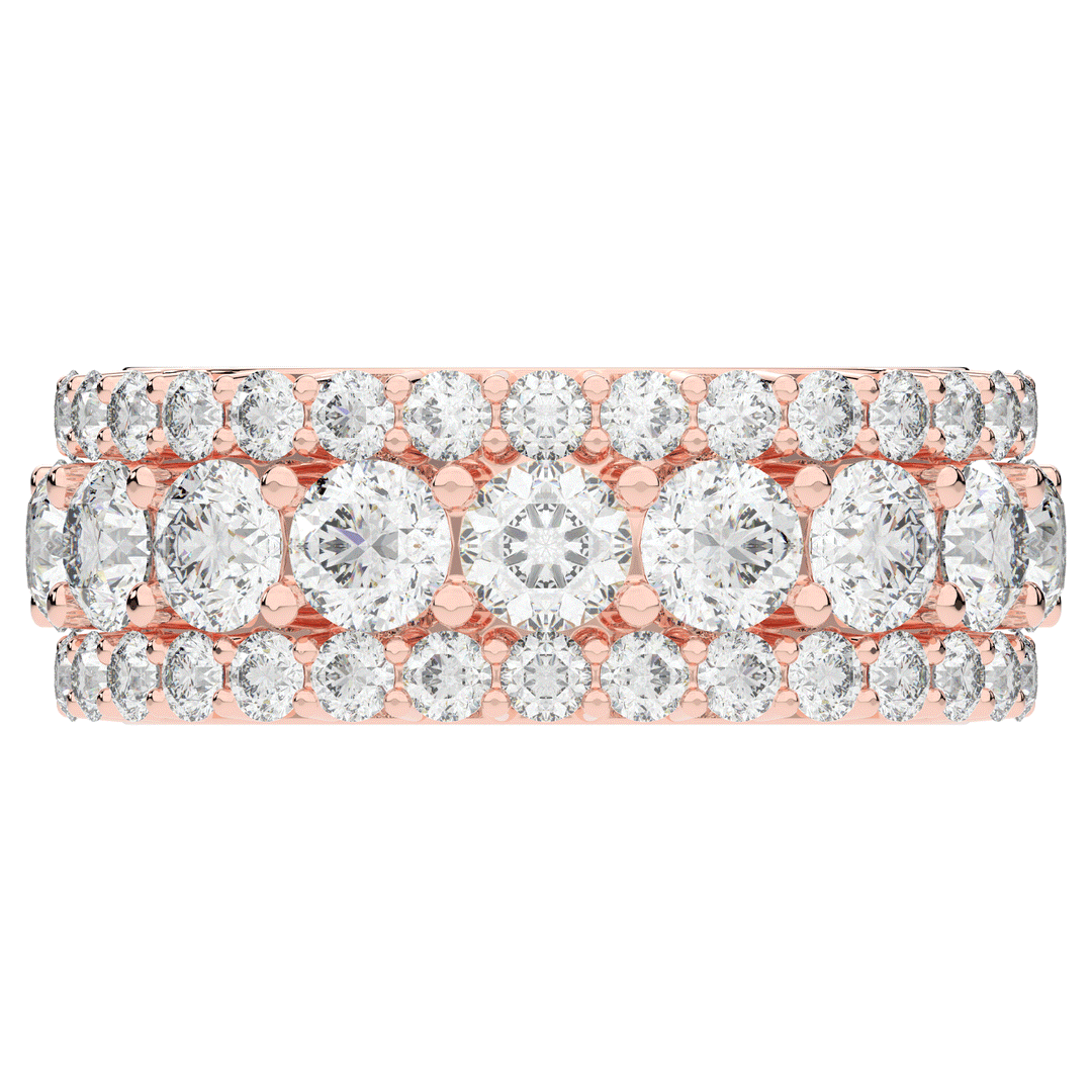 5.25CT.TW THREE ROW ROUND LAB DIAMOND ETERNITY WEDDING BAND