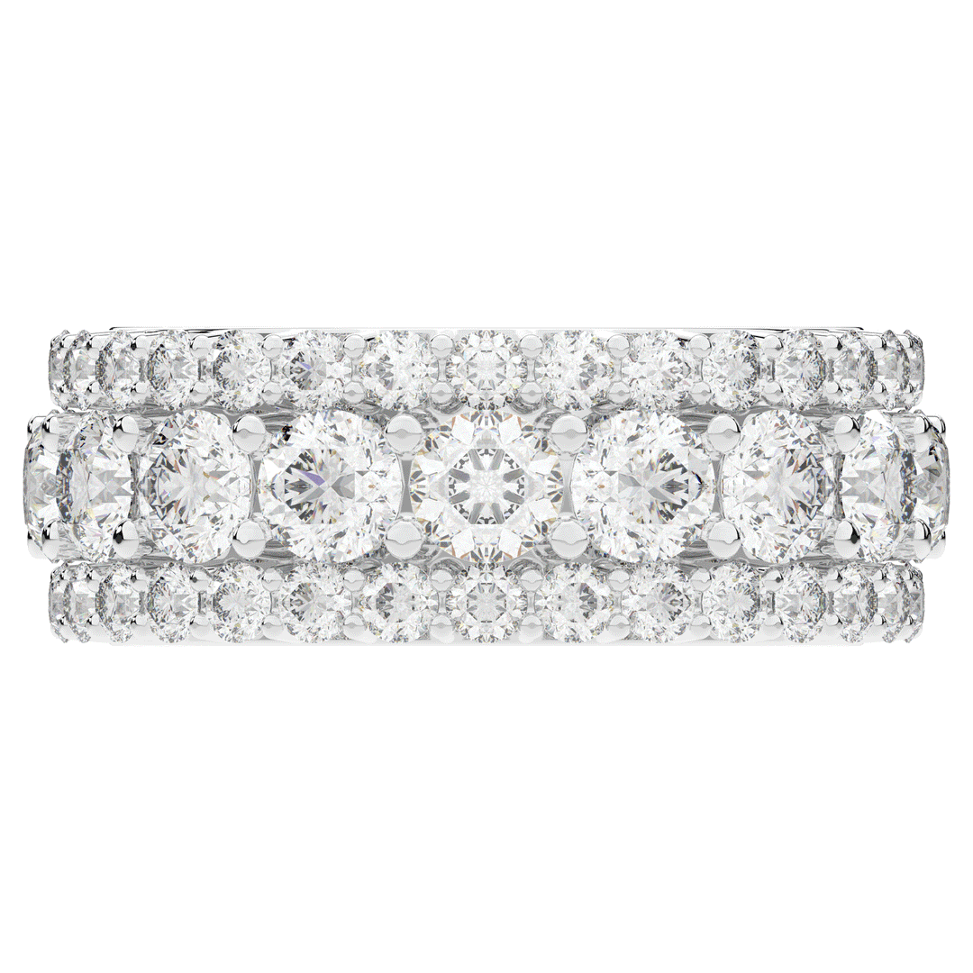 5.25CT.TW THREE ROW ROUND LAB DIAMOND ETERNITY WEDDING BAND