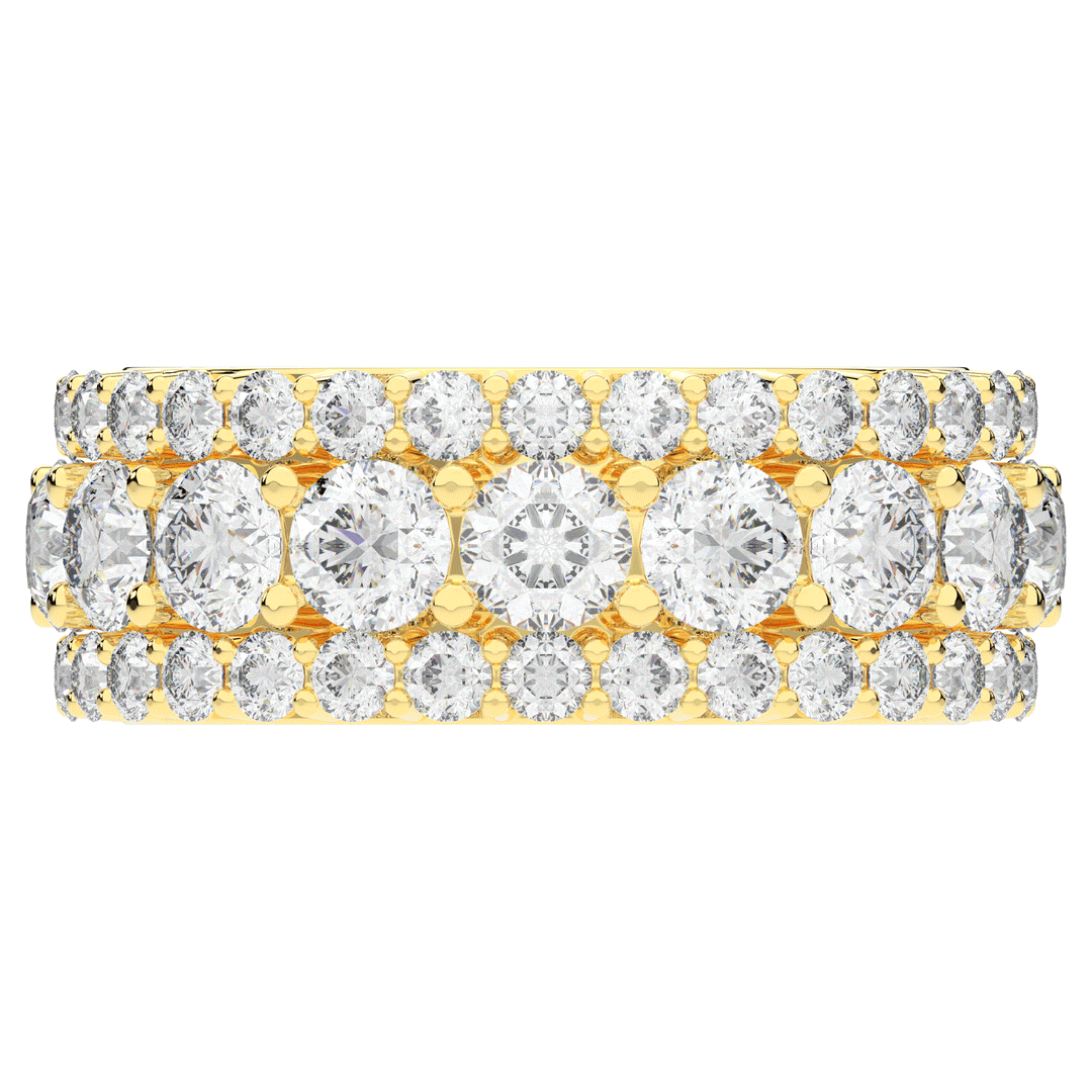 5.25CT.TW THREE ROW ROUND LAB DIAMOND ETERNITY WEDDING BAND