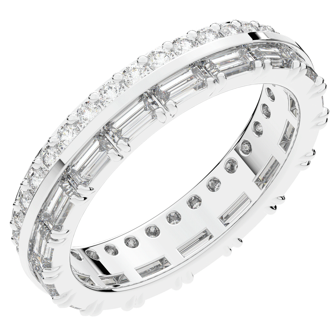 1.40CT.TW BAGUETTE AND ROUND LAB DIAMOND WEDDING BAND