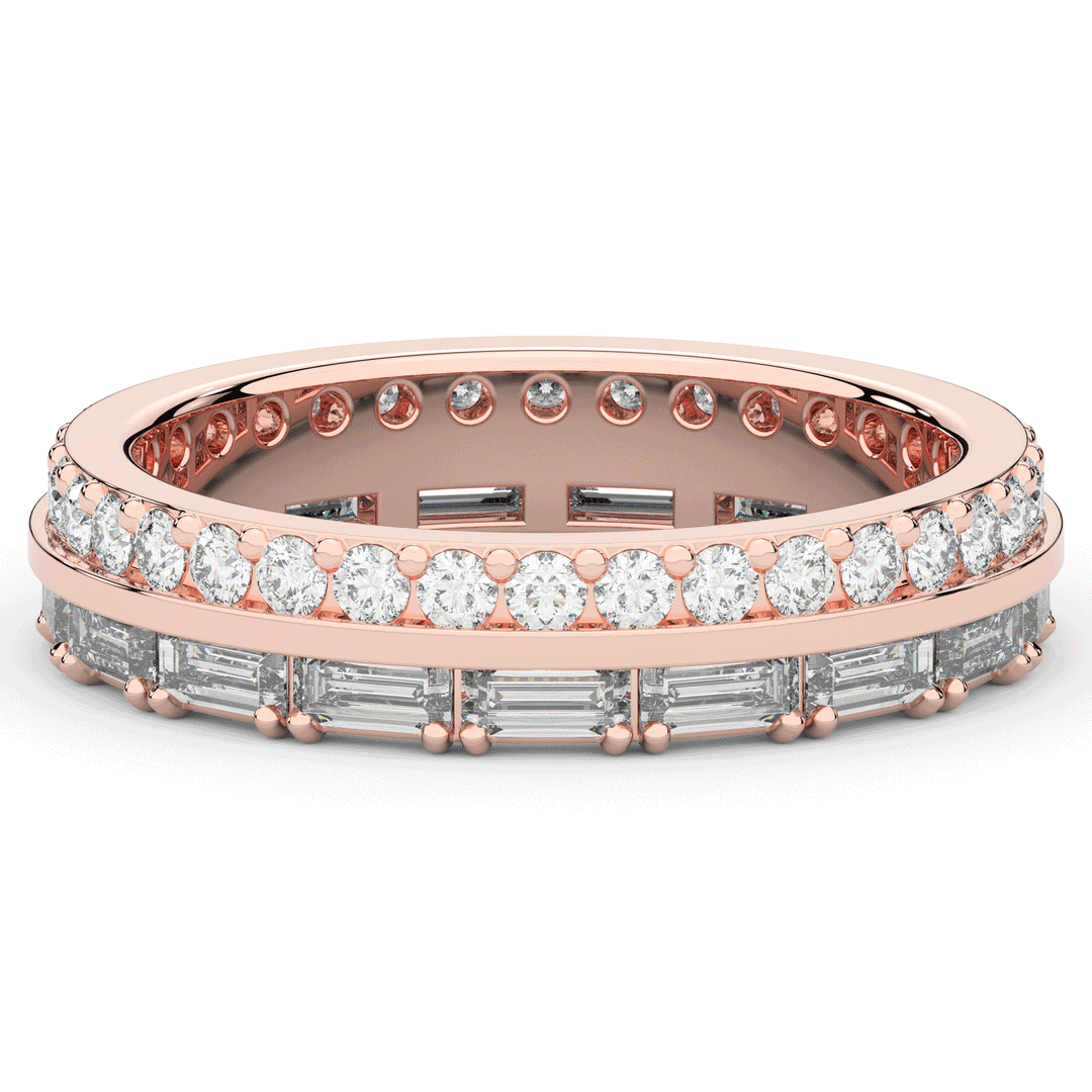 1.40CT.TW BAGUETTE AND ROUND LAB DIAMOND WEDDING BAND